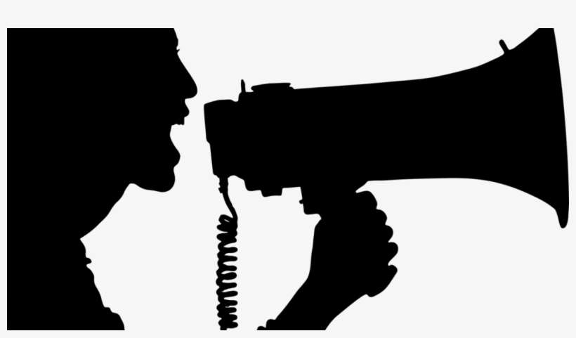 Silhouette Of Woman Speaking Into A Megaphone - Silhouette Megaphone, transparent png download
