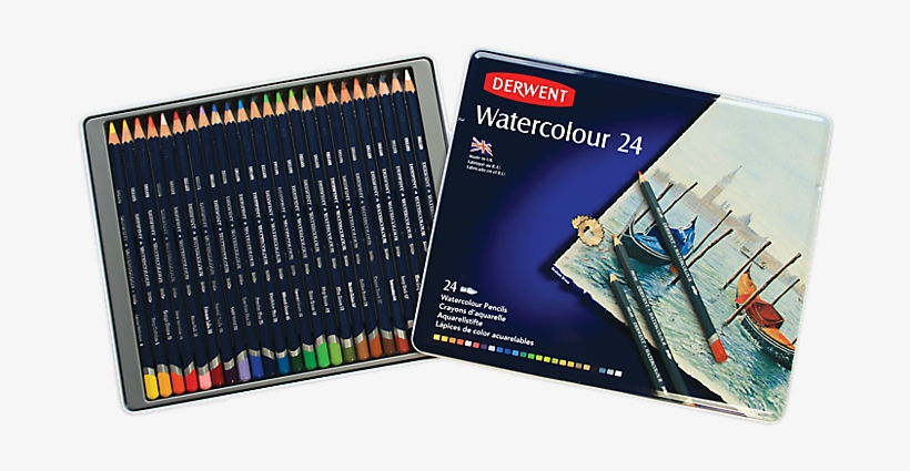 Derwent® Watercolour 24 Pencils Tin - Derwent Watercolour Pencils - Tin Of 24, transparent png download