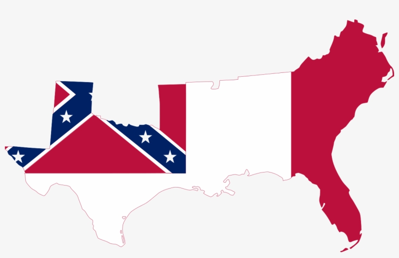 Flag-map Of The Confederate States - Confederate States Flag Map, transparent png download