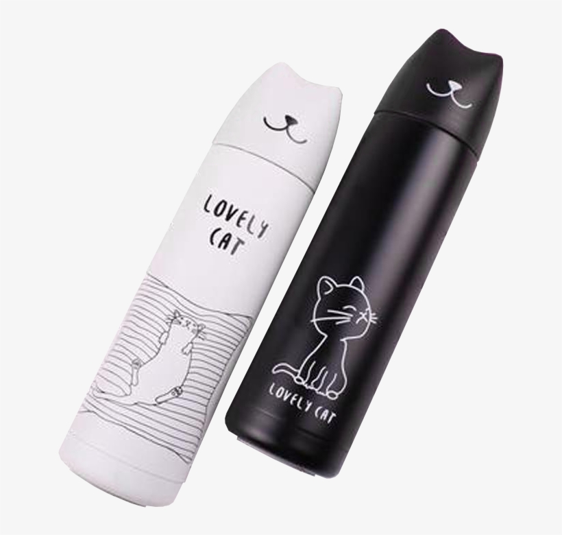 Lovely Cat Thermo With Cap Mug - Termo De Gato, transparent png download