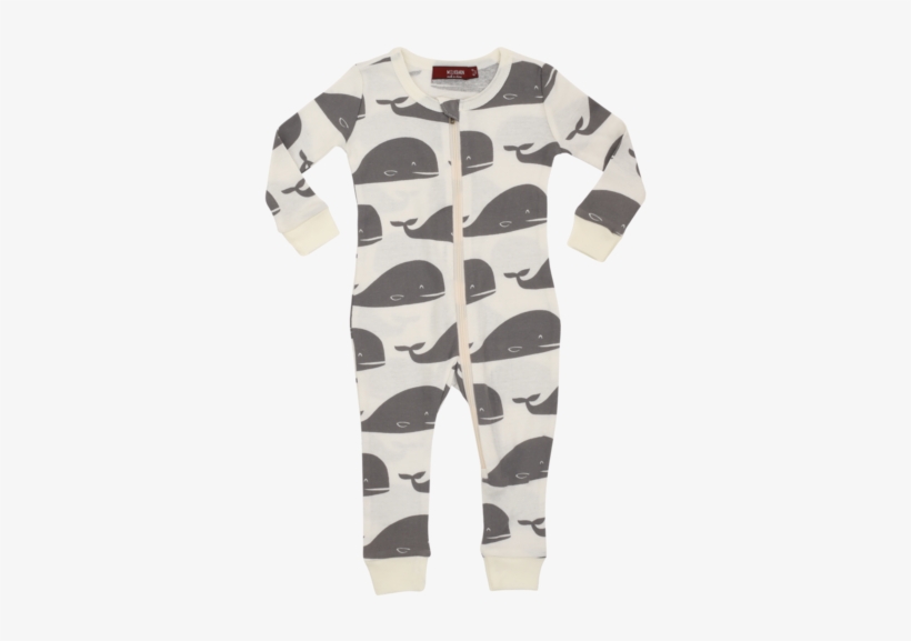 Milkbarn Organic Zipper Pajama Grey Whale - Pajamas, transparent png download