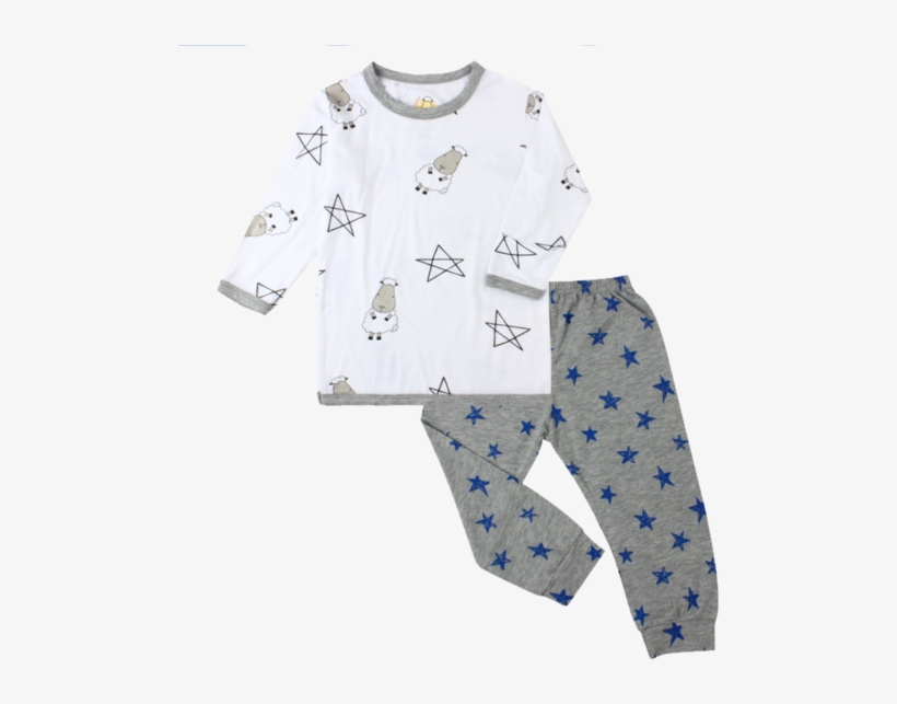 Pyjamas Set White Big Star & Sheepz Blue Star - Pyjamas Set White, transparent png download
