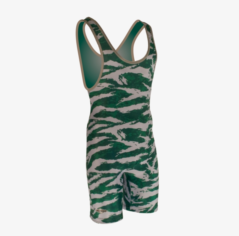 211-5 Camo Dark Green,kelly Green, Silver Grey - Wrestling Singlet, transparent png download