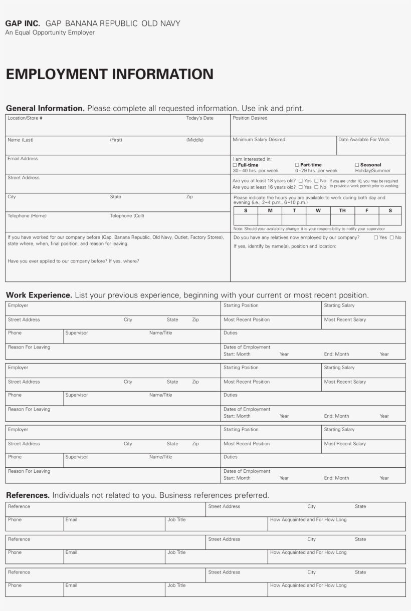 Download Old Navy Job Application | Transparent PNG Download | SeekPNG