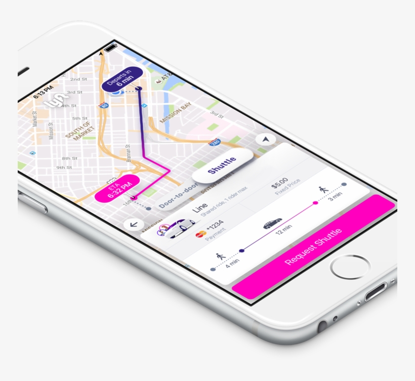 A Rendering Of Lyft Shuttle's Interface On The Company's - Lyft Shuttle, transparent png download