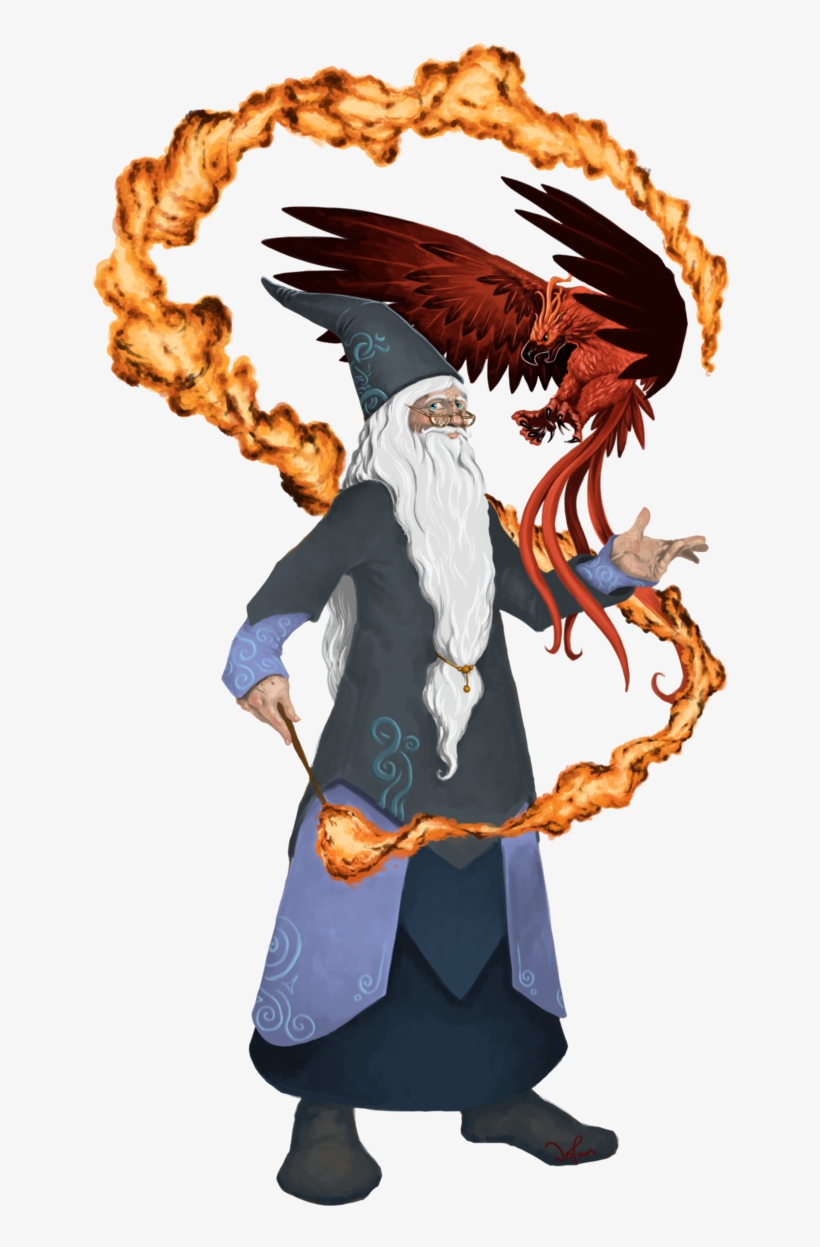 Dumbledore And Fawkes By I Am Mighty - Albus Percival Wulfric Brian Dumbledore Cartoon, transparent png download