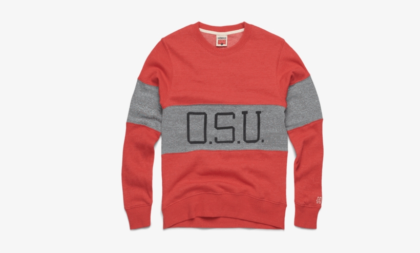 O - S - U - Stripe Crewneck Ohio State University Buckeyes - Long-sleeved T-shirt, transparent png download