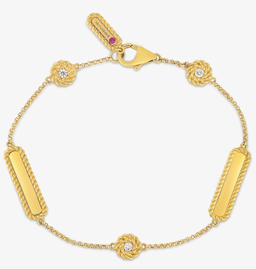Roberto Coin 18k Yellow Gold Bracelet With Alternating - Bracelet, transparent png download