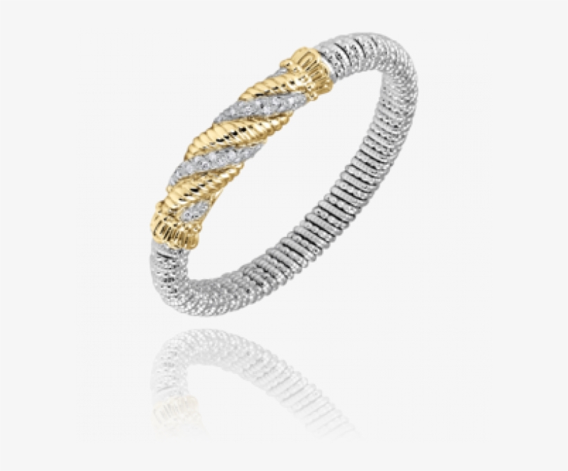 Sterling Silver &14kt Gold Bracelet 22230d - Bangle, transparent png download
