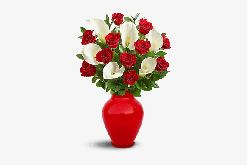Stunning Red Rose An - Flowers: Red Rose & Calla Lily Bouquet, transparent png download