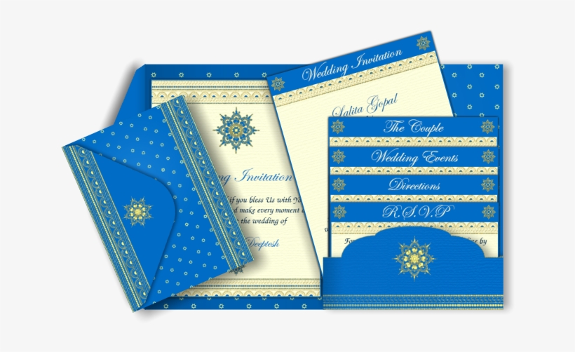 Indian Wedding Invitation Blue, transparent png download