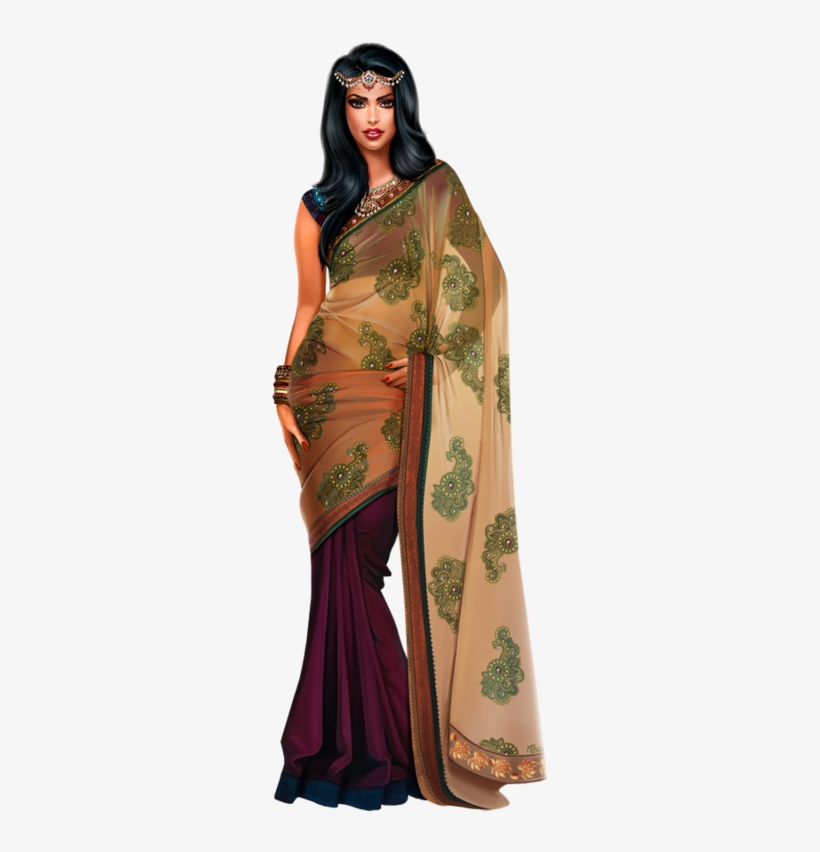 Saree Clipart White Wedding - Sari, transparent png download