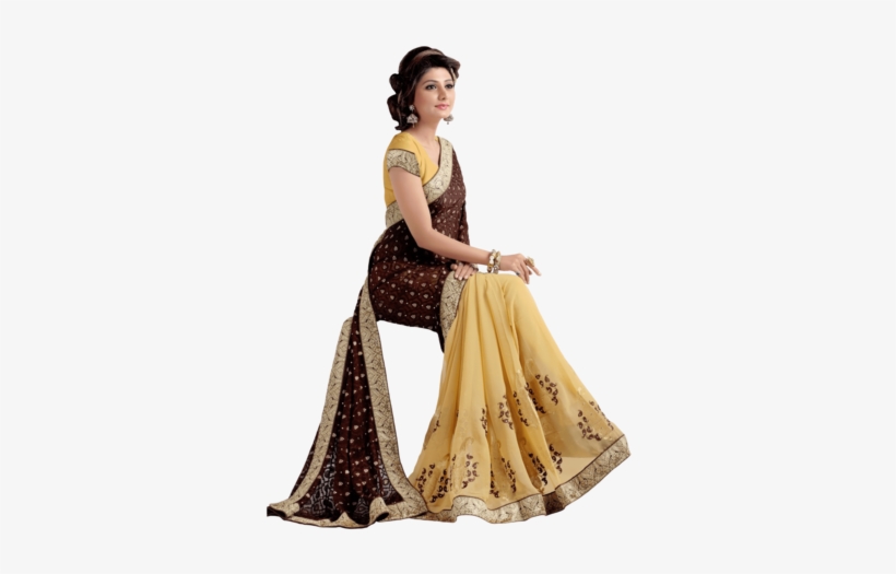 Women Brasso And Georgette Saree - Sari, transparent png download