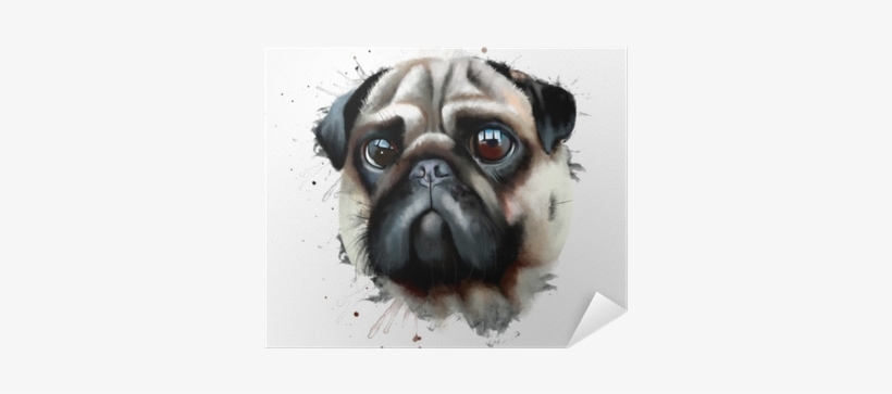 Portrait Of A Pug Dog Watercolor Illustration Isolated - Portrait, transparent png download