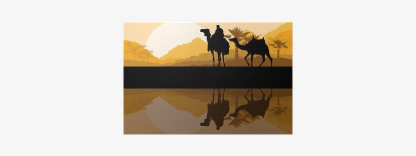 Camel Caravan In Wild Desert Mountain Nature Landscape - Caravan, transparent png download