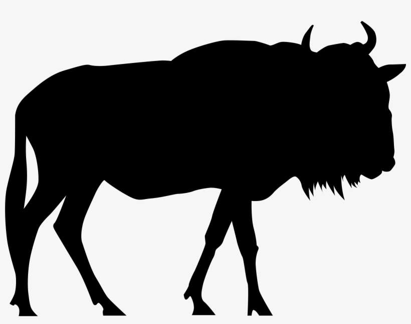 Gnou Noir - Svg - Free Wildebeest Silhouette Clipart, transparent png download