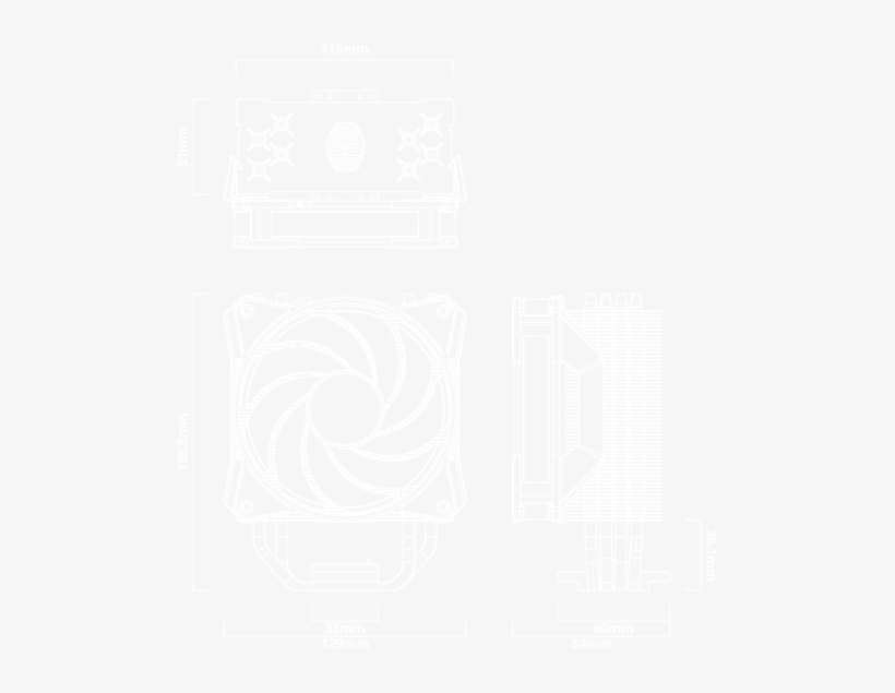Dimensions - Cooler Master Masterair Ma410p Processor Cooler, transparent png download