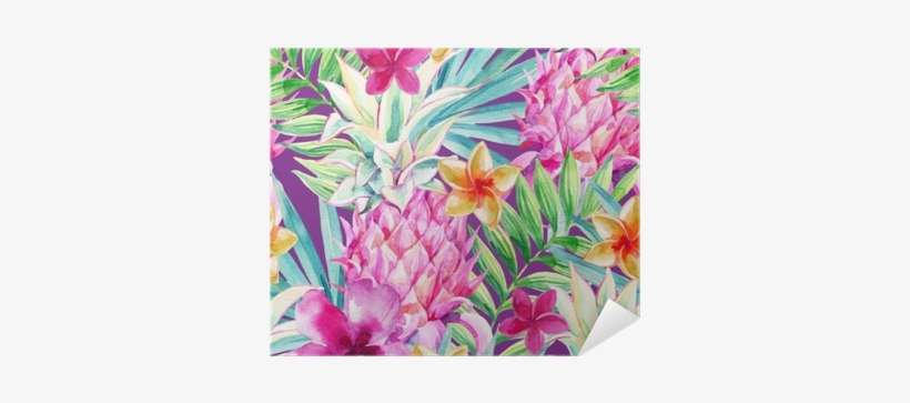 Watercolor Pineapple Fruit Seamless Pattern Poster - Pink Pineapple Watercolor, transparent png download