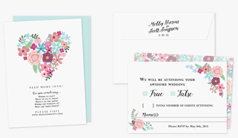 Wedding Stationery Invitation Suite Molly And Scott - Floral Design, transparent png download