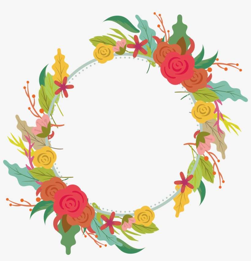 Banner Black And White Floral Design Wreath Flower - Colorful Wreath Leaf Png, transparent png download