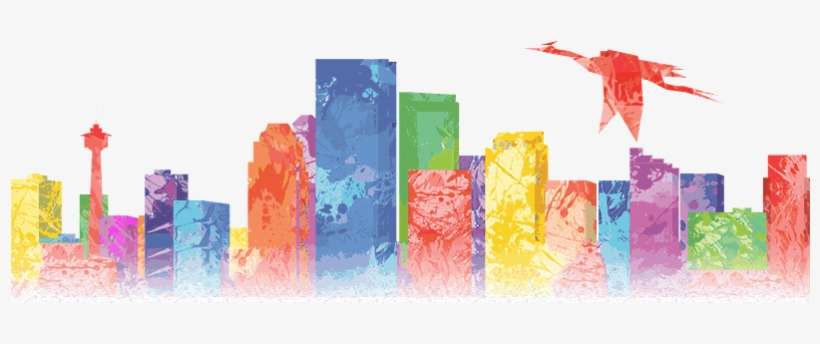 Colourful Illustration Of Calgary Sky Line - Colourful Line Designs Png, transparent png download