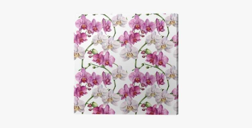 Watercolor Floral Pattern With Orchids - Watercolor Painting, transparent png download