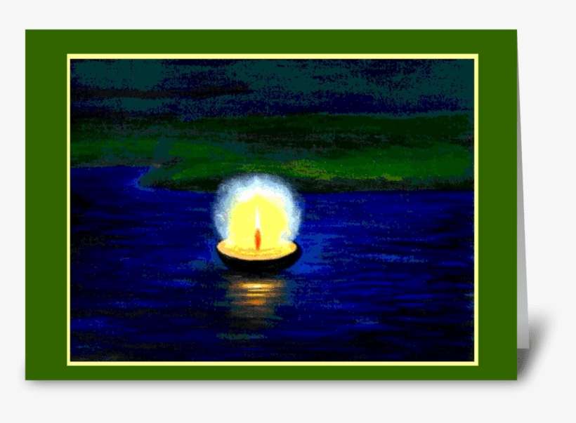Diwali Floating Single Candle Greeting Card - Diwali With Candle Floating, Holiday, India Card, transparent png download