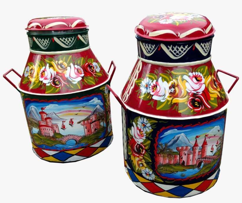 Painted Milk Churns Transparent - Milk, transparent png download