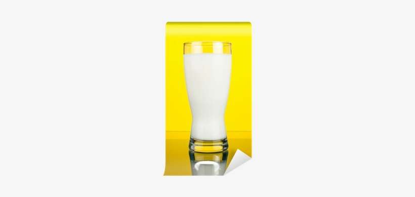 Glass Of Fresh Milk On A Dark Yellow Background Wall - Light, transparent png download
