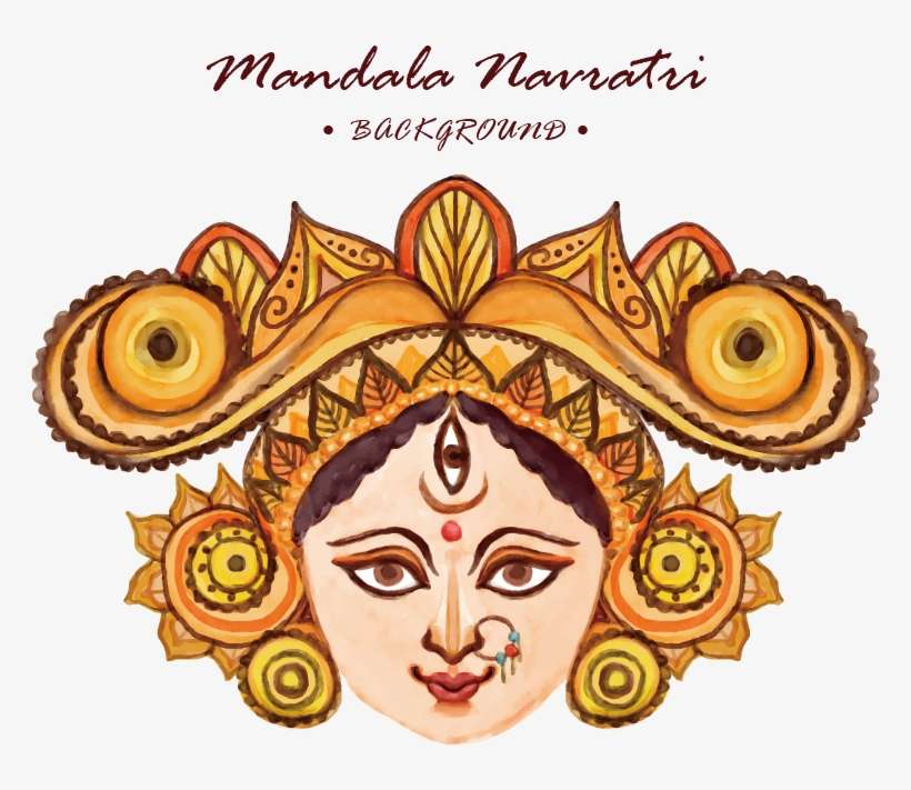 Navaratri Durga Euclidean Vector Mandala Watercolor - Durga Mata, transparent png download