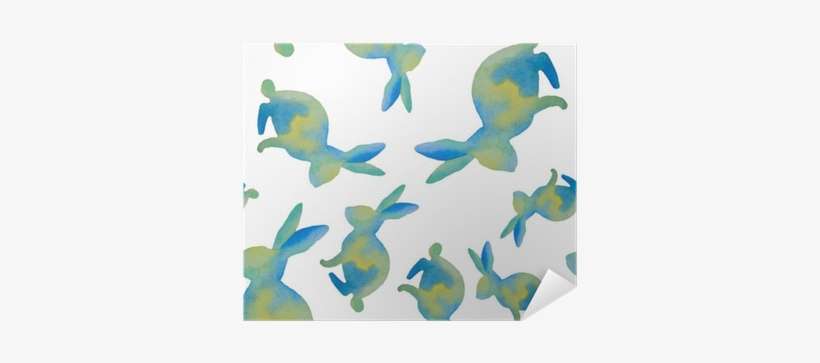 Beautiful Seamless Pattern With Silhouettes Of Rabbits - Watercolor Painting, transparent png download