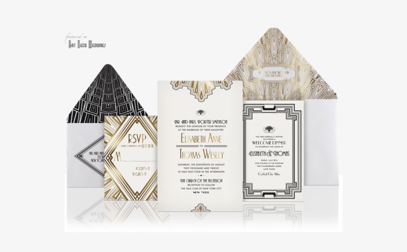 Deco Wedding Invitation Ellington - Gatsby Themed Wedding Invites, transparent png download