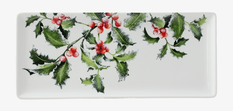 1 Oblong Serving Tray - Gien Holly Canape Plate - 6.5", transparent png download