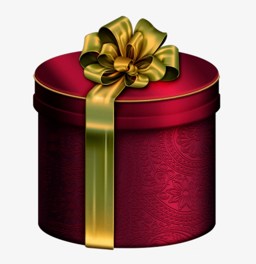 Red Round Present Box With Gold Bow Clipart - Christmas Gift Decor Throw Blanket, transparent png download