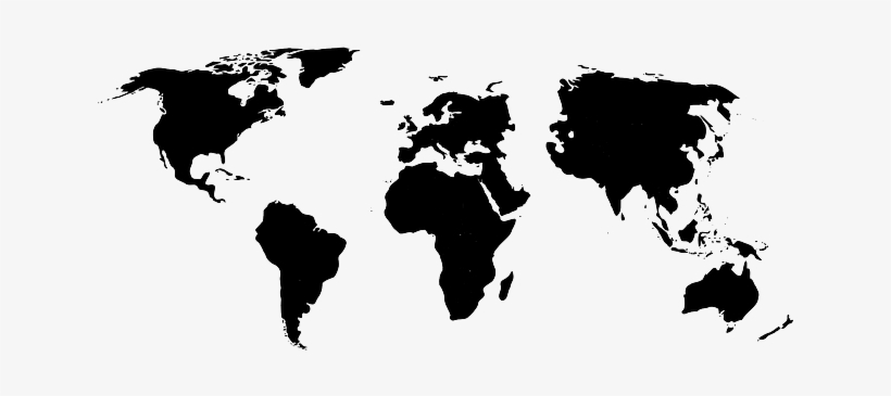 World Map, Asia, Black, Continents, Europe, Pacific - Global Map Clip Art, transparent png download