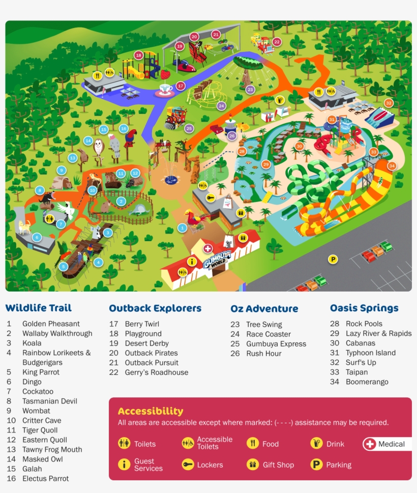 Park Map - Gumbuya World Map, transparent png download