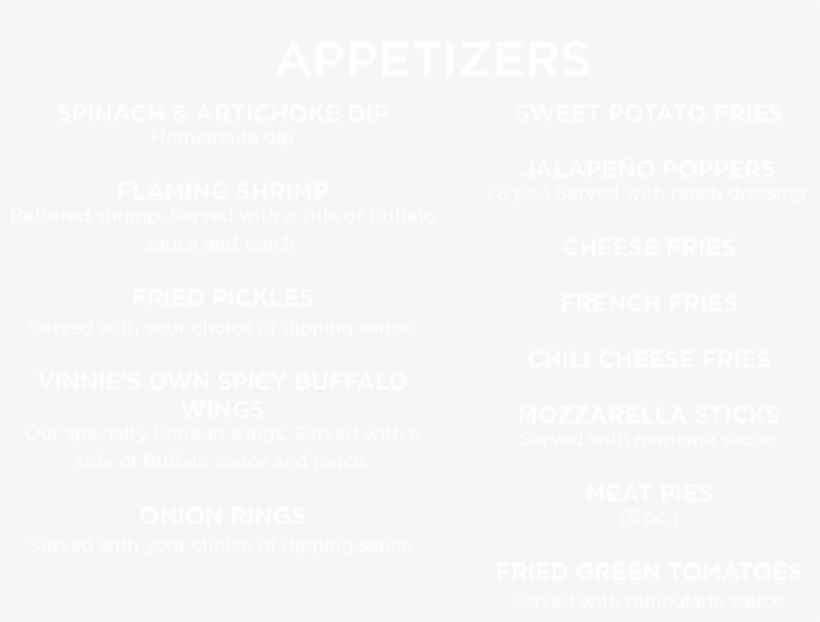 Vinnies Menu, transparent png download