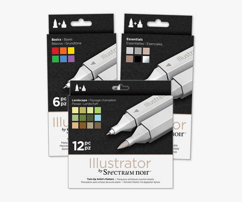 Spectrum Noir Twin Tip Illustrator Markers 6 Piece - Illustrator Spectrum Noir Sets, transparent png download