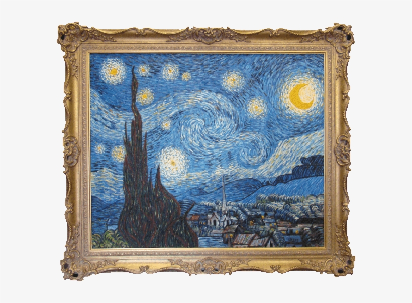 Quality Reproduction Oil Painting Framed In A Handmade - The Starry Night, transparent png download