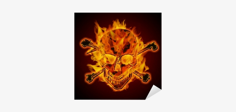 Fire Burning Flaming Metallic Skull With Crossbones - Rikki Knight Keep Calm And Have A Cupcake Single Toggle, transparent png download