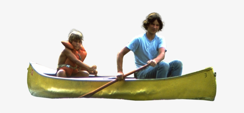 Womanandkidcanoe - Man In A Boat Png, transparent png download