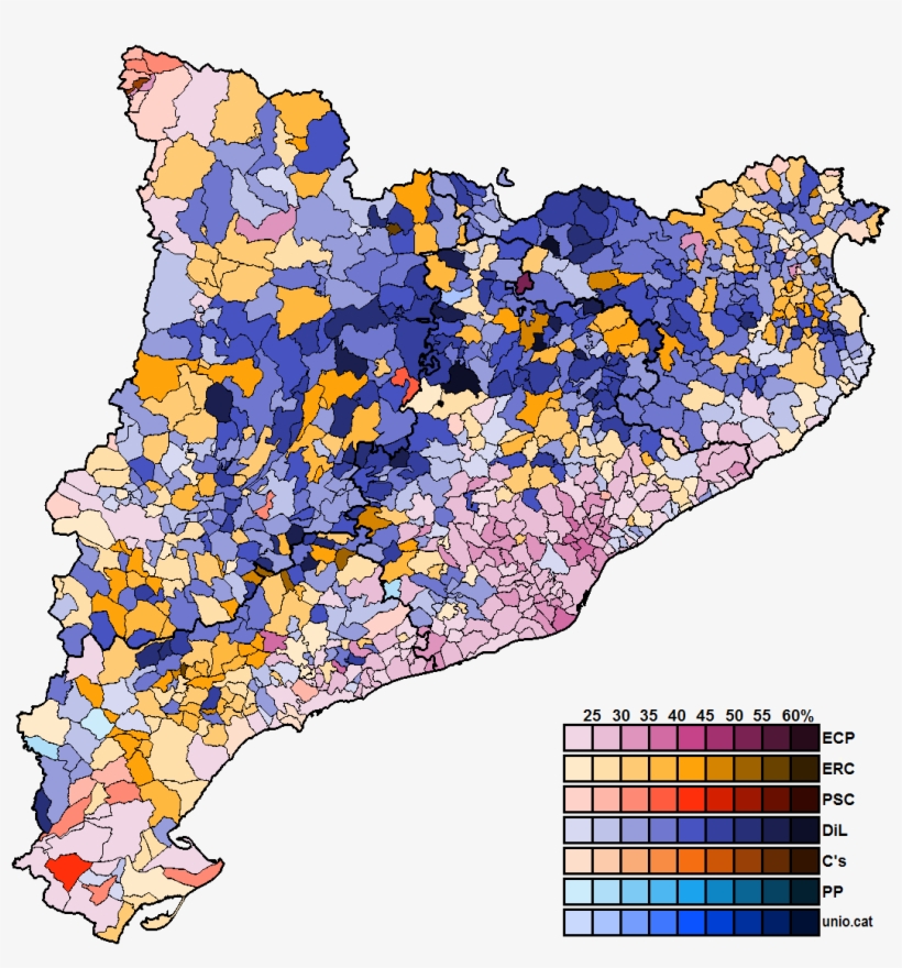 File - - Catalonia Election Map 2017, transparent png download