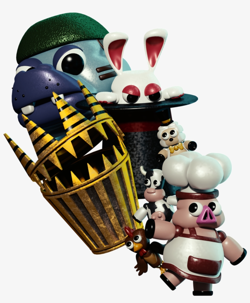 A Big Poster Of The Characters In "wonder World Fnaf Porkchop's