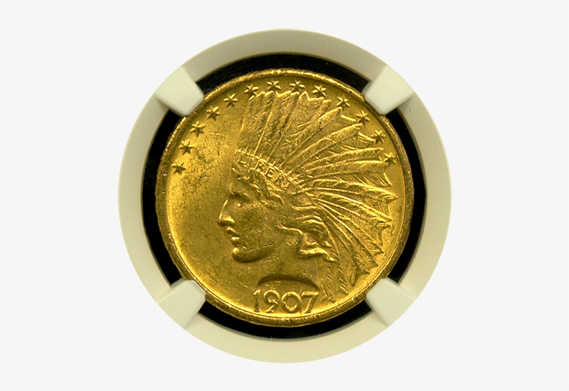 1907 $10 Indian Gold Coin Ngc/pcgs Ms - Gold Coin, transparent png download