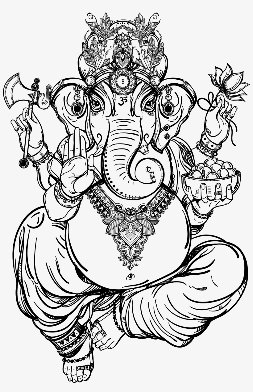 Ganesha Deity Illustration Hand Painted Thai Elephant - Hindu Elephant God, transparent png download
