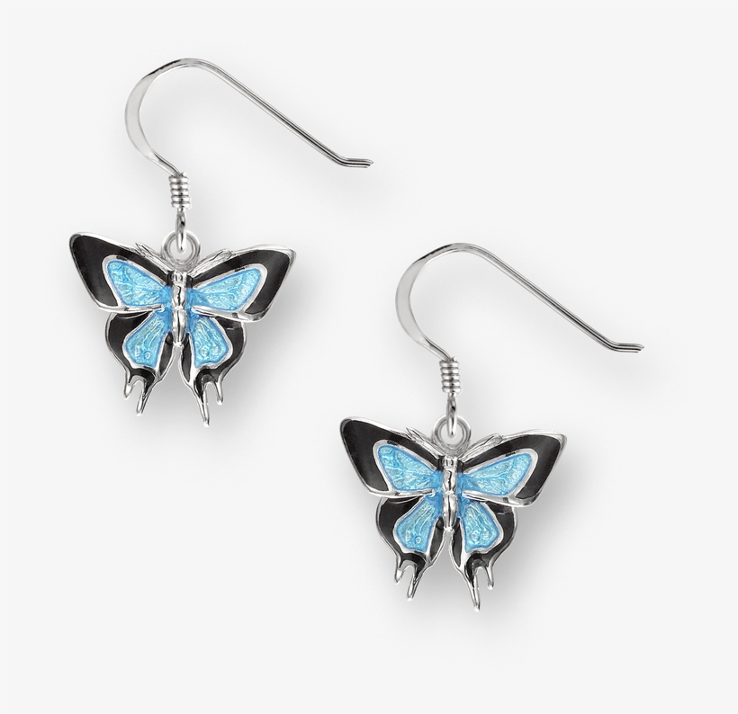 Nicole Barr Designs Sterling Silver Butterfly Wire - Green Enamel Butterfly Wire Earrings - Sterling Silver, transparent png download