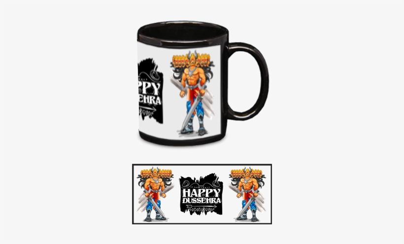 Happy Dussehra Black Patch Mug - Cartoon, transparent png download