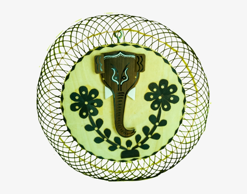 Floral Round Ganesh Yellow And Brown Vase - Vase, transparent png download