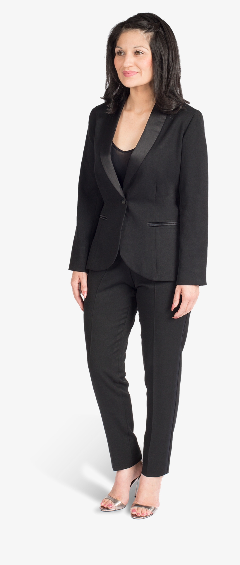 Women's Shawl Lapel Black Tuxedo - Women Side View Png, transparent png download