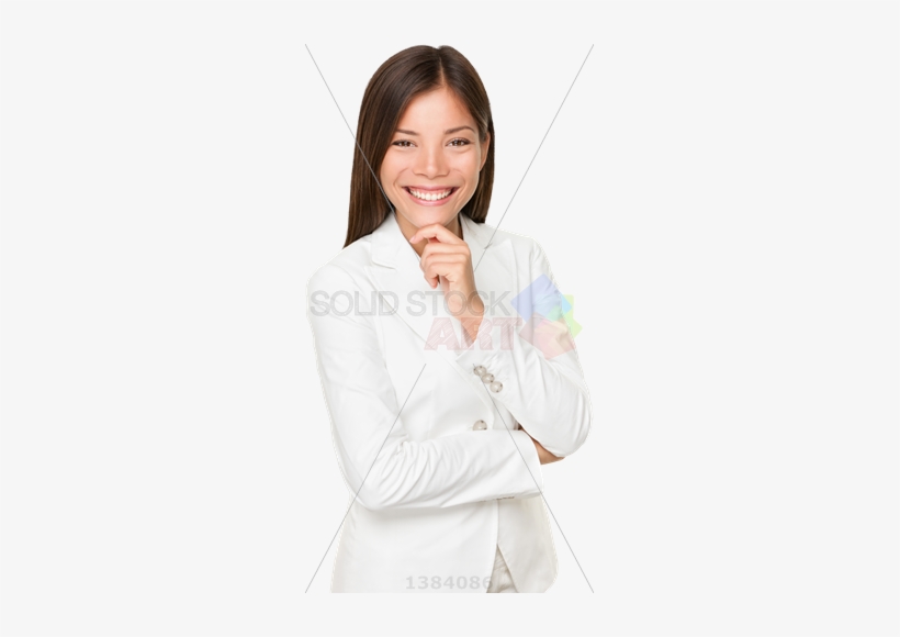 Confident Asian Brunette Businesswoman In White Suit - Photograph, transparent png download